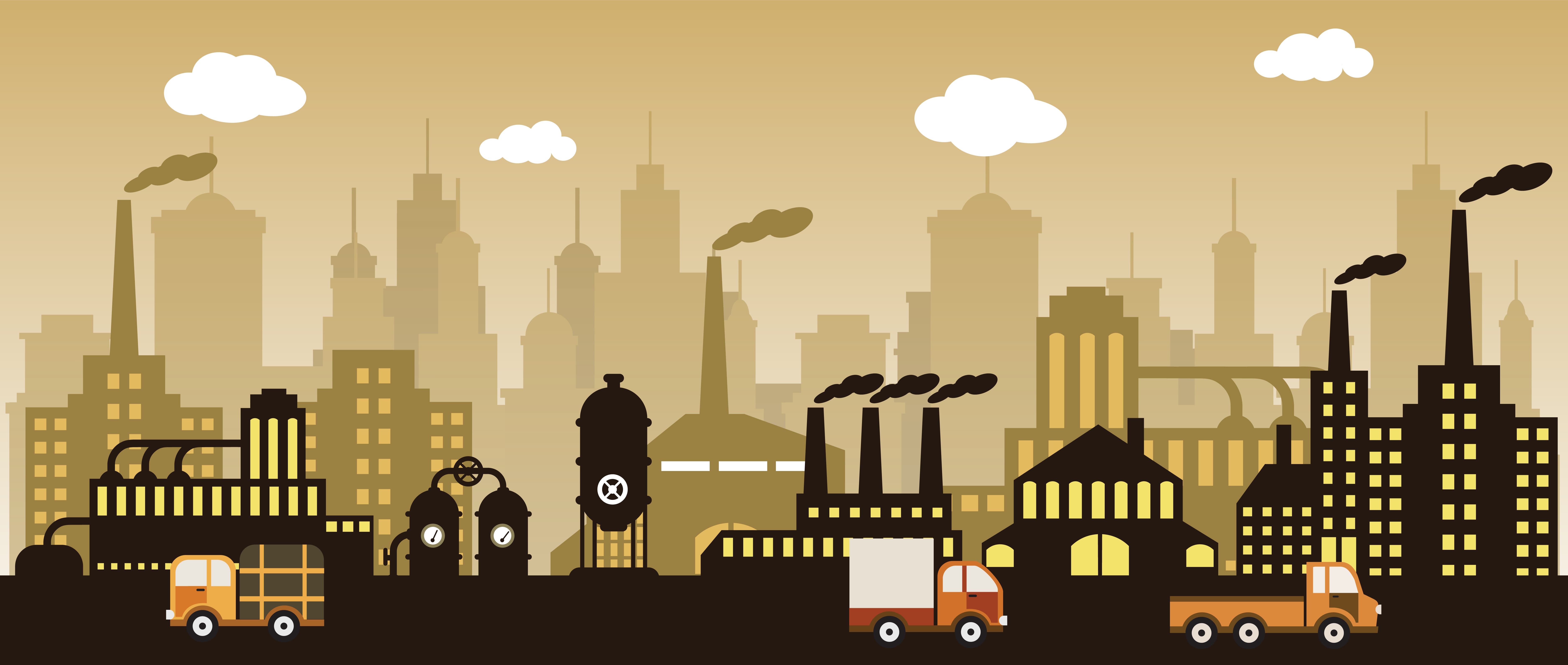 illustration of industrial pollution in the modern world